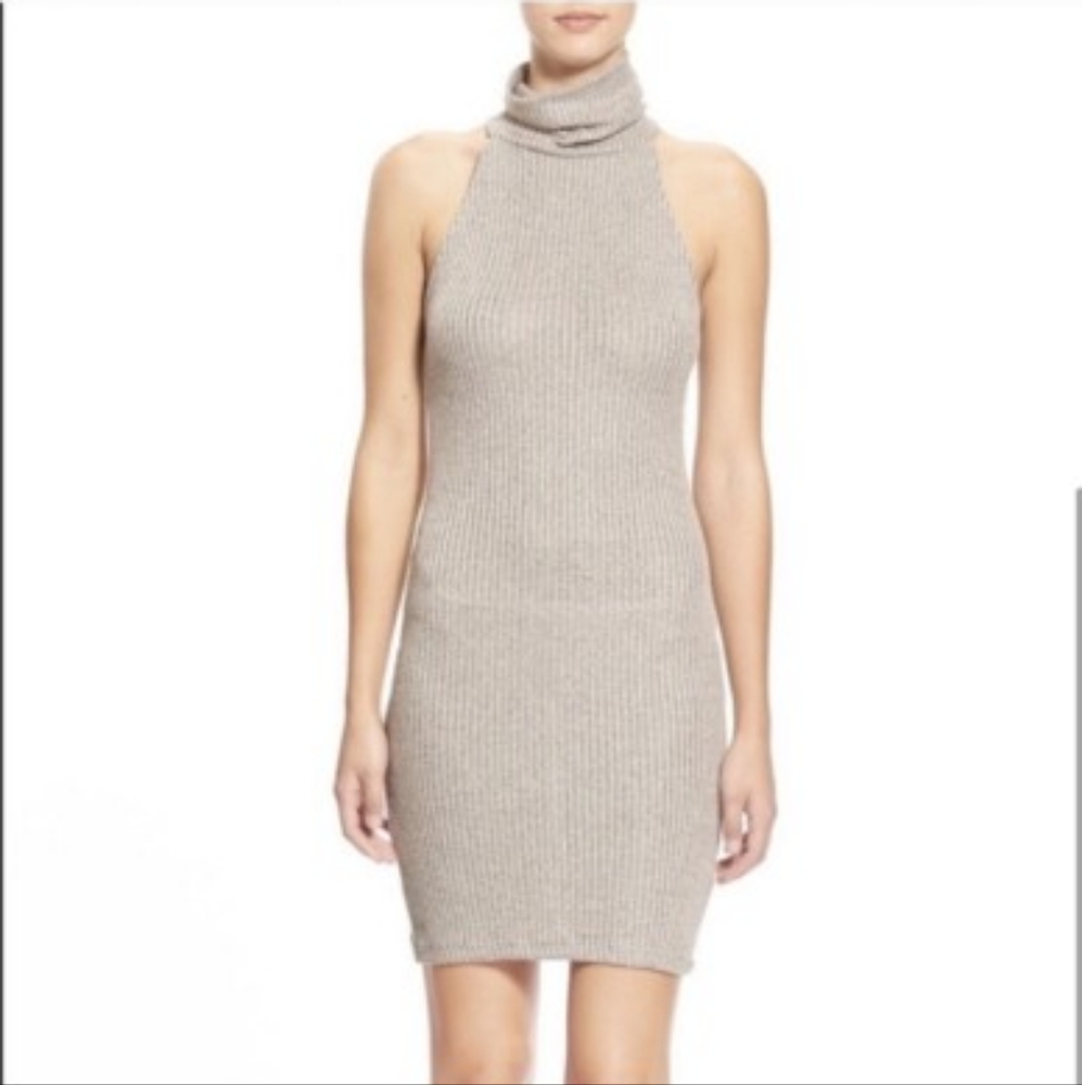 Topshop Dress Womens Turtleneck‎ Jersey Knit Ribbed Fitted Pullover Gray Size 10